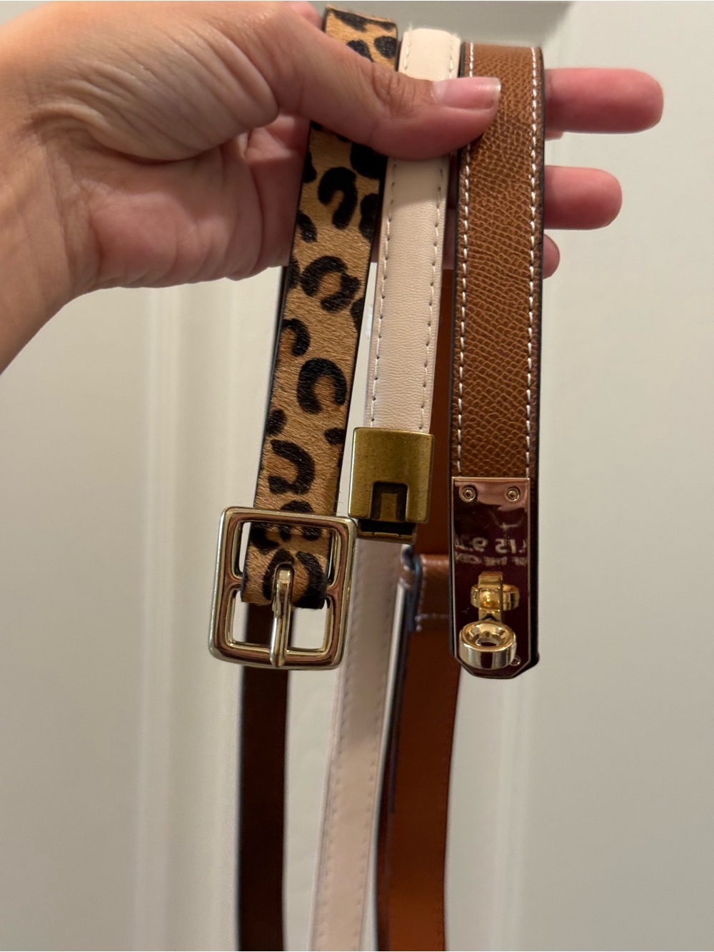 Women’s Leopard Print, Cream & Brown Slim Fashion Belts